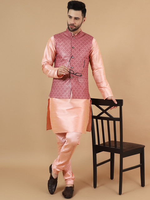 Wintage Printed Cotton Silk Nehru Jacket - Image 5