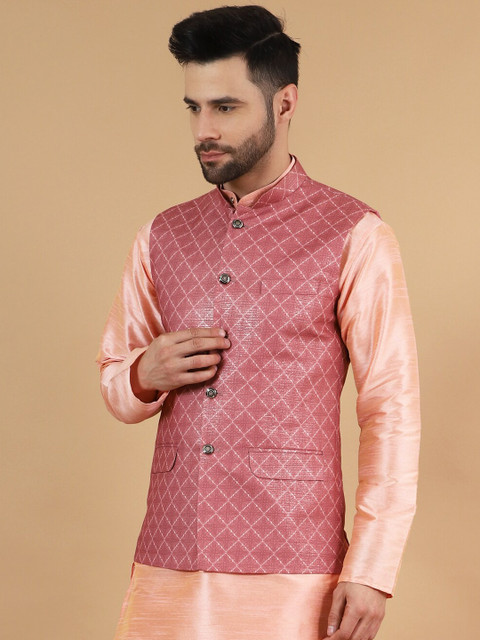Wintage Printed Cotton Silk Nehru Jacket - Image 3
