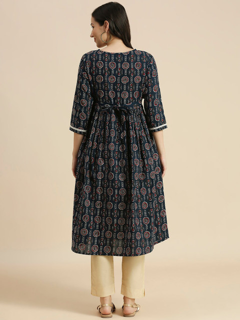 MomToBe Ethnic Motifs Printed Maternity Anarkali Kurta - Image 4