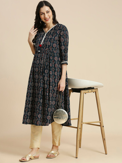 MomToBe Ethnic Motifs Printed Maternity Anarkali Kurta - Image 5