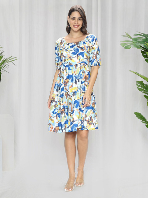 MomToBe Abstract Print Maternity Fit & Flare Dress