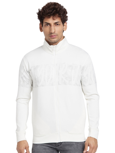 Being Human Abstract Printed Mock Collar Front-Open Sweatshirt