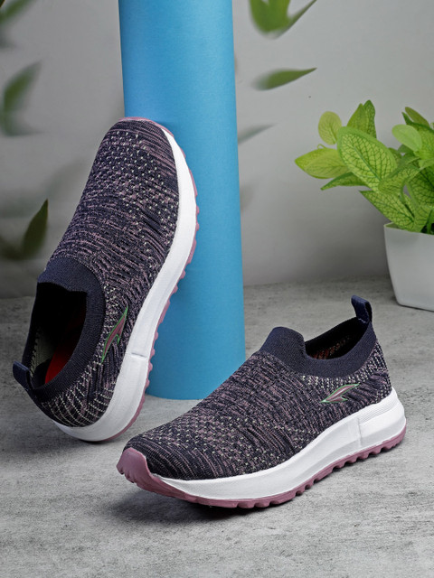 ASIAN Women Textured Round Toe Textile Memory Foam Slip-On Sneakers