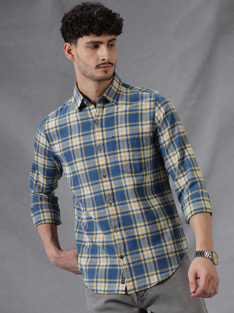 WROGN Comfort Slim Fit Tartan Checks Opaque Acrylic Casual Shirt - Image 2