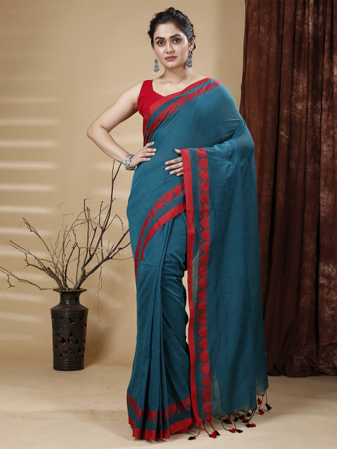 SLAGHA Embroidered Taant Saree