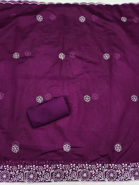 KALINI Floral Embroidered Unstitched Dress Material - Image 4