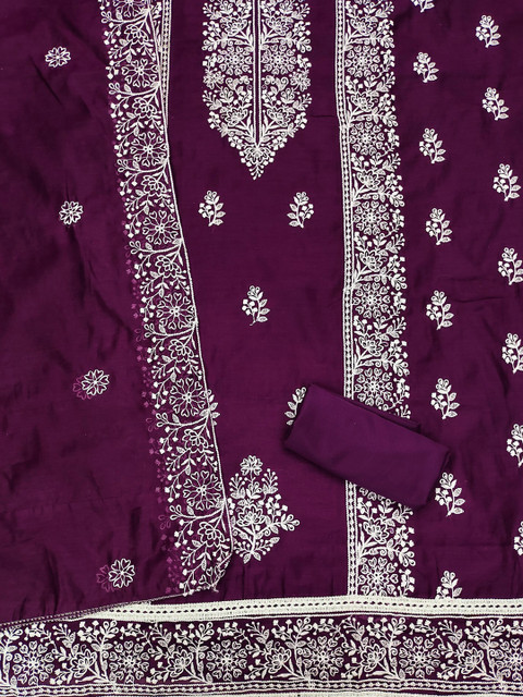 KALINI Floral Embroidered Unstitched Dress Material - Image 3