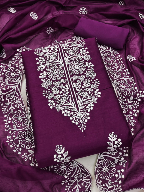 KALINI Floral Embroidered Unstitched Dress Material - Image 2