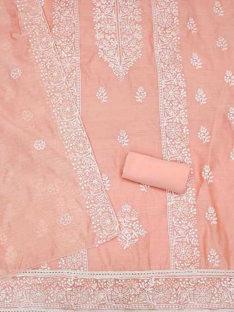 KALINI Floral Embroidered Unstitched Dress Material - Image 3