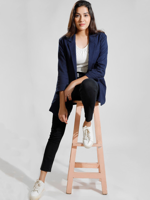 Dream of Glory Inc Antimicrobial Single-Breasted Cotton Linen Longline Blazer - Image 5