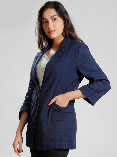 Dream of Glory Inc Antimicrobial Single-Breasted Cotton Linen Longline Blazer - Image 3