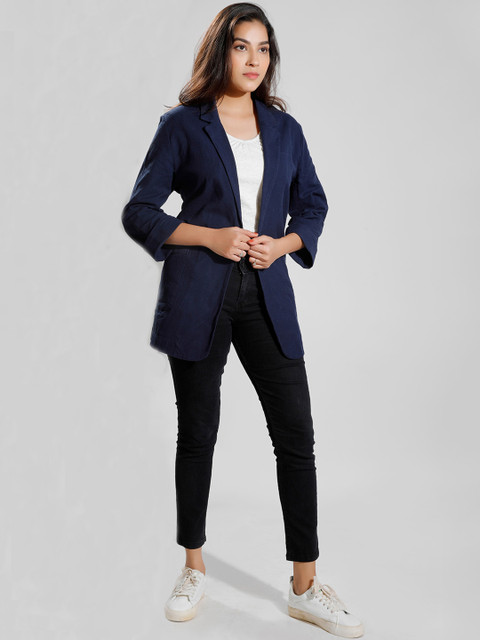 Dream of Glory Inc Antimicrobial Single-Breasted Cotton Linen Longline Blazer - Image 6