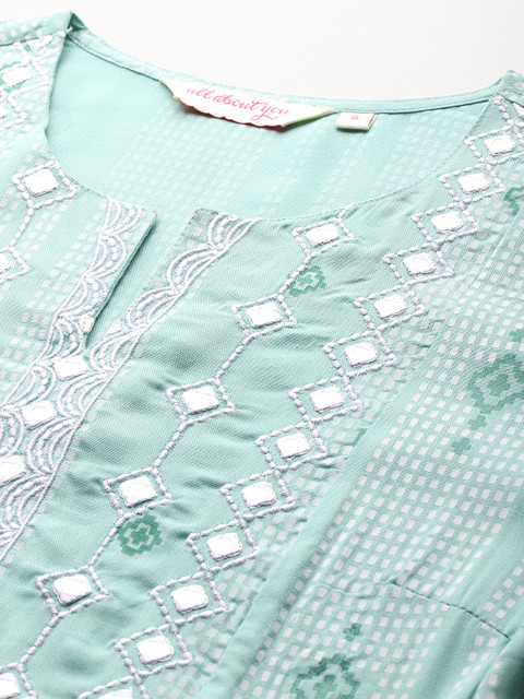 all about you Geometric Printed Mirror Work Festive Short Kurti - Image 2