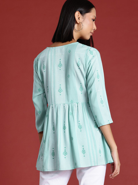 all about you Geometric Printed Mirror Work Festive Short Kurti - Image 4