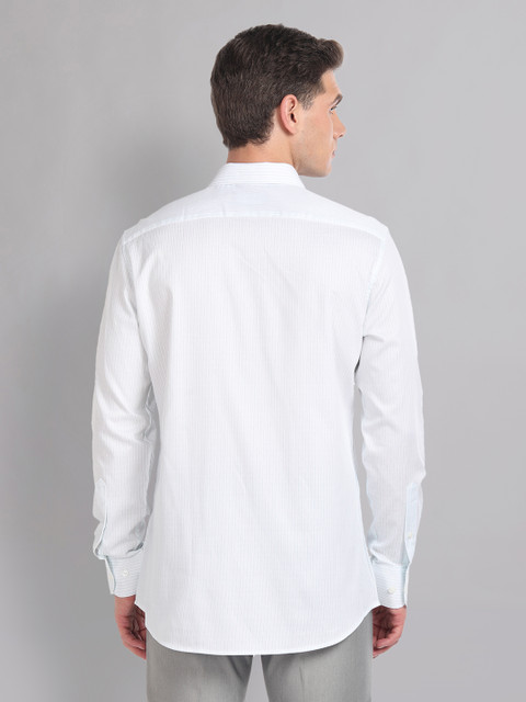 AD By Arvind Vertical Stripes Spread Collar Long Sleeves Cotton Formal Shirt - Image 3