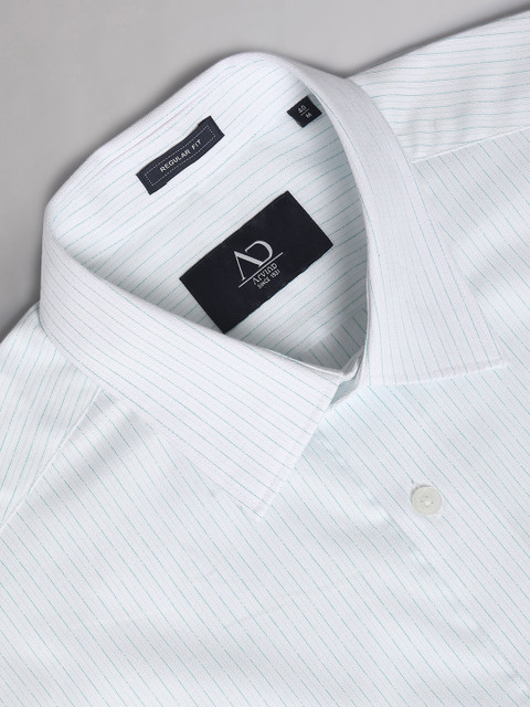 AD By Arvind Vertical Stripes Spread Collar Long Sleeves Cotton Formal Shirt - Image 4
