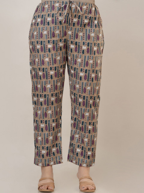 CELEBRAVO Floral Printed Round Neck Flared A-Line Pure Cotton Maternity Kurti With Trouser - Image 7