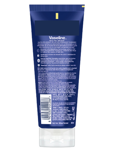 Vaseline GlutaHya Overnight Radiance Serum-In-Lotion with Amino Peptide & GlutaGlow -200ml - Image 7