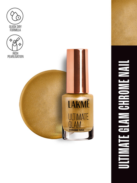 Lakme Ultimate Glam Quick Dry Chrome Metallic Finish Nail Polish 6ml - CH5 Gold