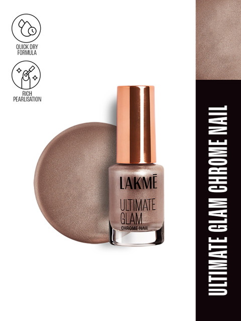 Lakme Ultimate Glam Quick Dry Chrome Metallic Finish Nail Polish 6ml - CH6 Champagne