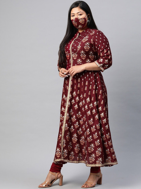 KALINI Ethnic Motifs Printed Anarkali Kurta - Image 3