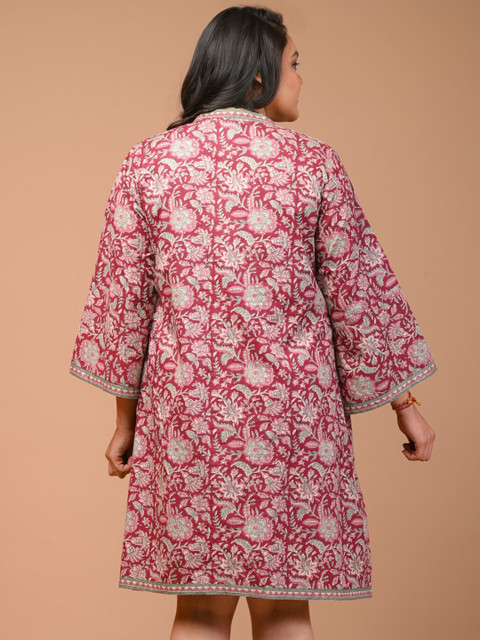 KALINI Plus Size Floral Printed Cotton A-Line Dress - Image 5