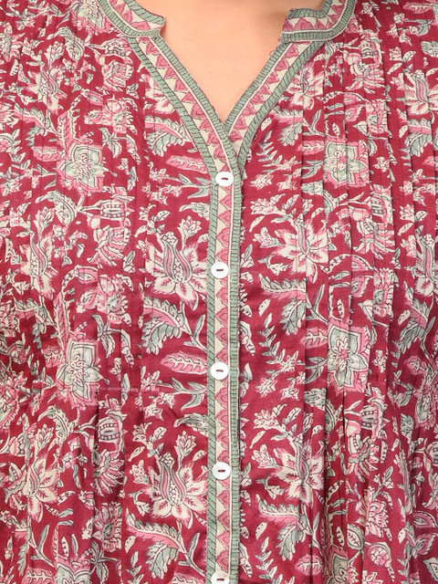 KALINI Plus Size Floral Printed Cotton A-Line Dress - Image 2