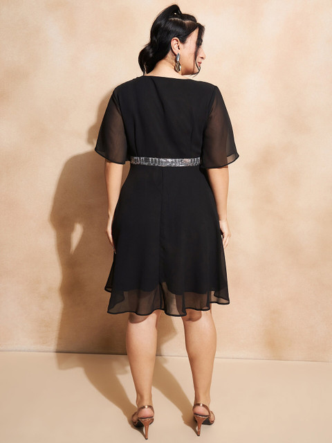 CURVE BY KASSUALLY Plus Size Sparkle Foil Knitted Sequined Fit & Flare Dress - Image 4