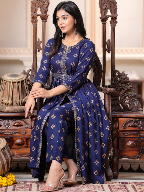BAESD Ethnic Motifs Printed Regular Kurta with Trouser - Image 7