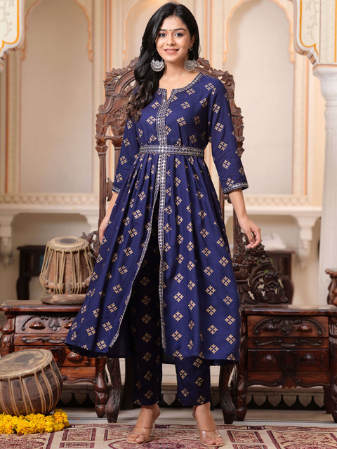 BAESD Ethnic Motifs Printed Regular Kurta with Trouser - Image 6
