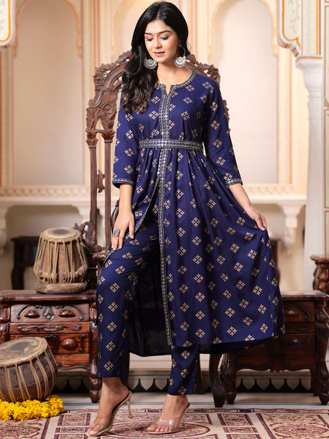 BAESD Ethnic Motifs Printed Regular Kurta with Trouser - Image 4