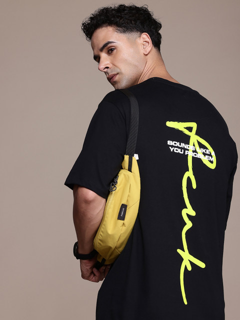 FCUK Brand Logo Printed Drop-Shoulder Sleeves Oversized Pure Cotton T-shirt
