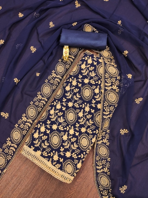 LeeliPeeri Designer Floral Embroidered Unstitched Dress Material - Image 3