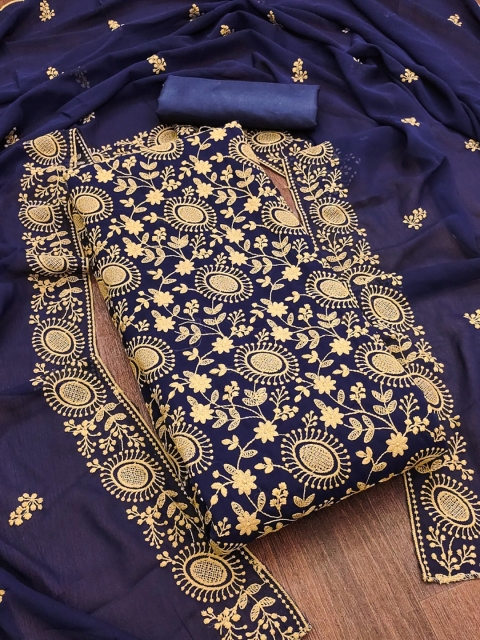 LeeliPeeri Designer Floral Embroidered Unstitched Dress Material - Image 2