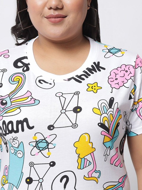 BEYOUND SIZE - THE DRY STATE Plus Size Conversational Printed Cotton T-shirt - Image 2