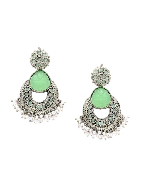 KARATCART Silver Plated Contemporary Chandbalis - Image 2