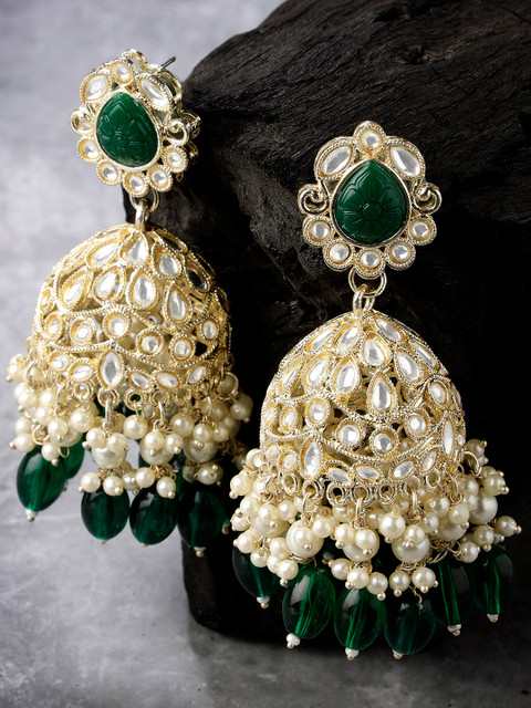 KARATCART Gold Plated Kundan Stone Studded Kundan Jhumki Earrings