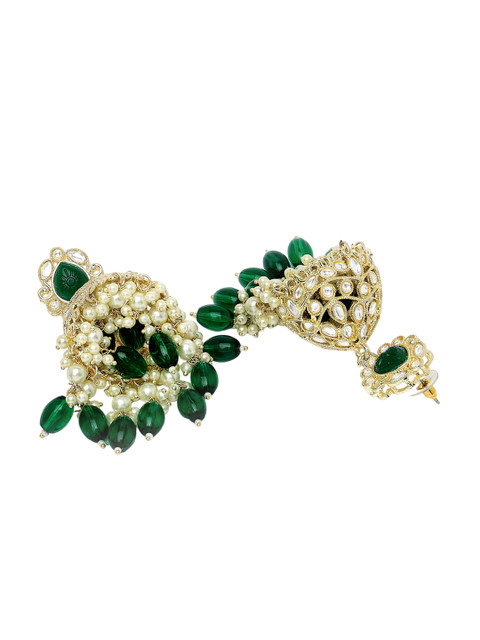 KARATCART Gold Plated Kundan Stone Studded Kundan Jhumki Earrings - Image 3