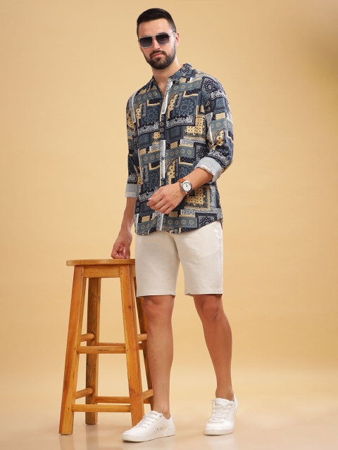 HERE&NOW Slim Fit Geometric Printed Spread Collar Casual Shirt - Image 6