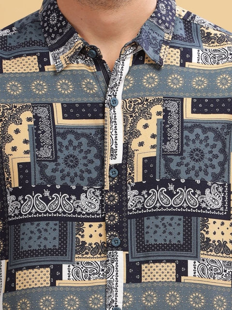 HERE&NOW Slim Fit Geometric Printed Spread Collar Casual Shirt - Image 3