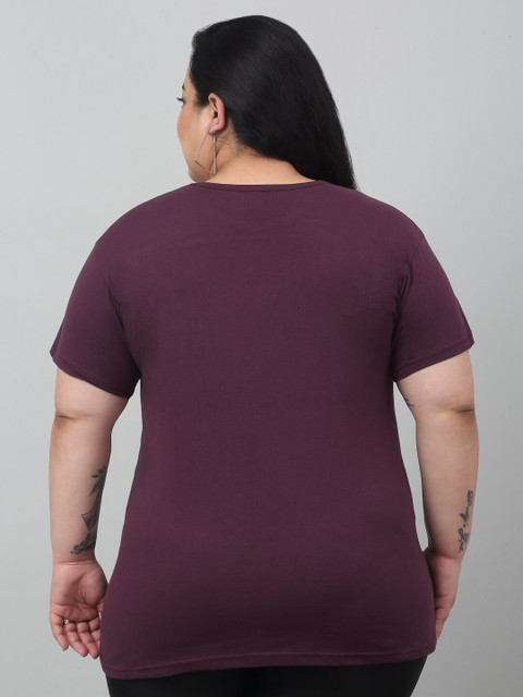 Trend Level Plus Size Round Neck Typography Printed Cotton T-shirt - Image 4