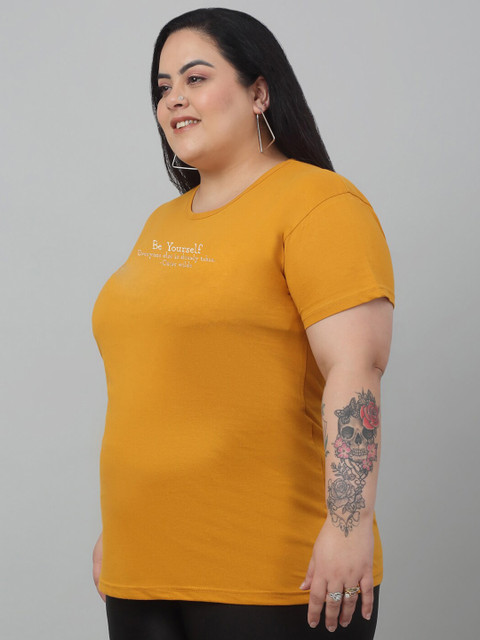 Trend Level Plus Size Typography Print Round Neck Cotton T-shirt - Image 3