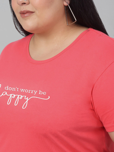 Trend Level Plus Size Typography Printed Cotton T-shirt - Image 2
