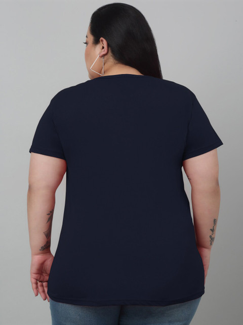 Trend Level Plus Size Typography Printed Pure Cotton T-shirt - Image 4