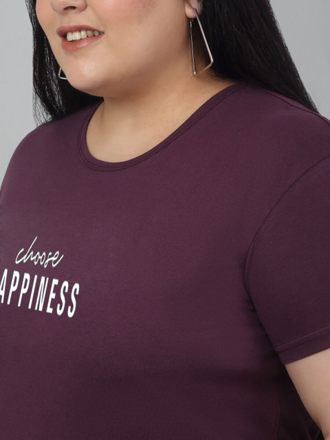 Trend Level Plus Size Typography Printed Pure Cotton T-shirt - Image 2