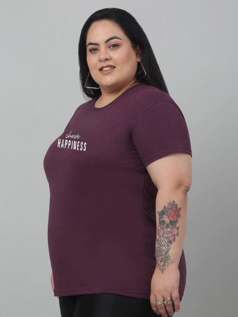 Trend Level Plus Size Typography Printed Pure Cotton T-shirt - Image 3