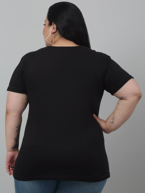 Trend Level Plus Size Typography Printed Pure Cotton T-shirt - Image 4