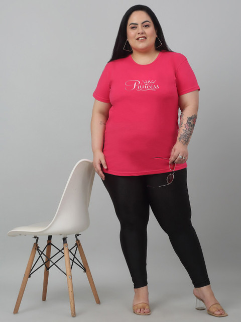 Trend Level Plus Size Typography Printed Pure Cotton T-shirt - Image 5