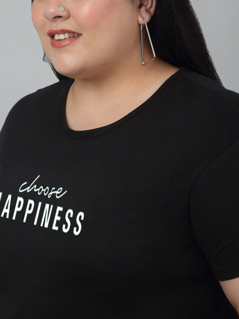 Trend Level Plus Size Typography Printed Round Neck Short Sleeves Cotton Casual T-shirt - Image 2