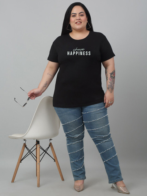 Trend Level Plus Size Typography Printed Round Neck Short Sleeves Cotton Casual T-shirt - Image 5